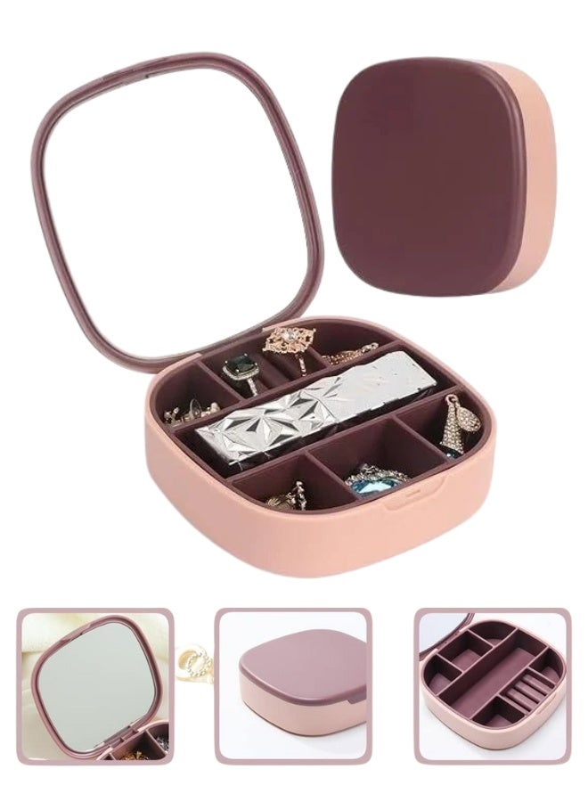 Mini Travel Jewelry Box – Lightweight and Portable Organizer for Rings, Earrings, Necklaces, and Bracelets with Soft Padded Compartments, Multicolour Design for Girls and Women - Image 1
